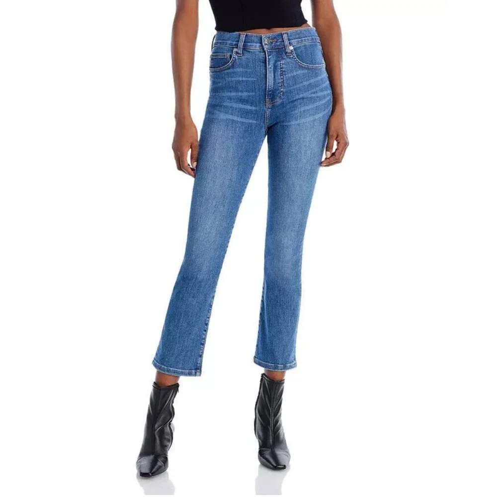 Veronica Beard Carly High Rise Cropped Kick Flare Jeans Women's 25 Sierra